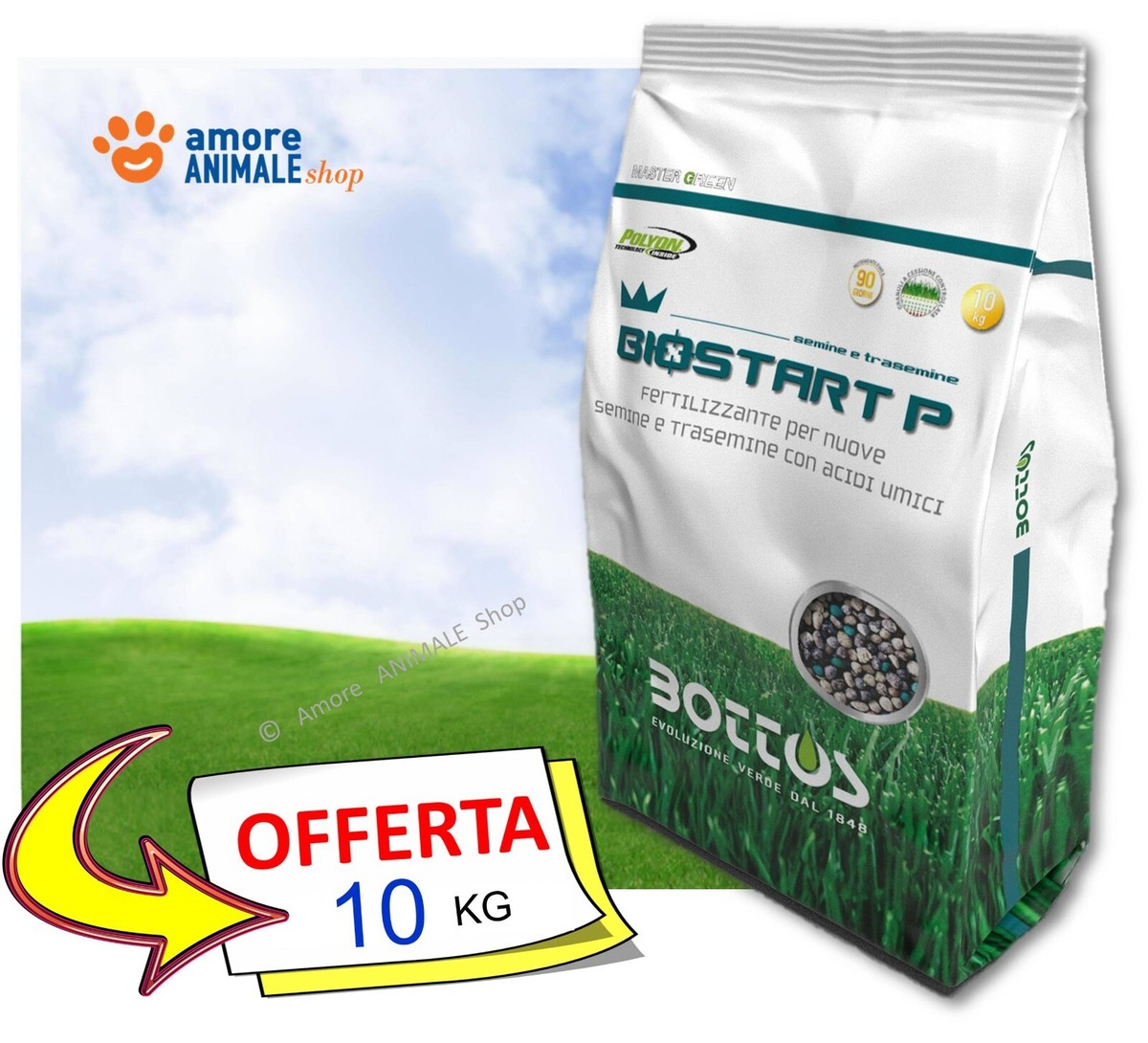 Concime Per Prato Bottos Bio Start 12-20-15 - 25kg Per 1000mq, Fertilizzante Starter Con Fosforo - Foto 7