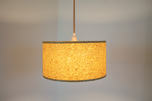 Modern Wood Ceiling Pendant Drum Lampshade 50cm Wavy Burl Retro Bird's Eye Shade - Picture 5 of 7