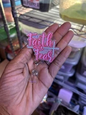Faith over Fear, Nurse, Pediatric Nurse, RN, NURSE, Tech, Reel ID Badge Holder