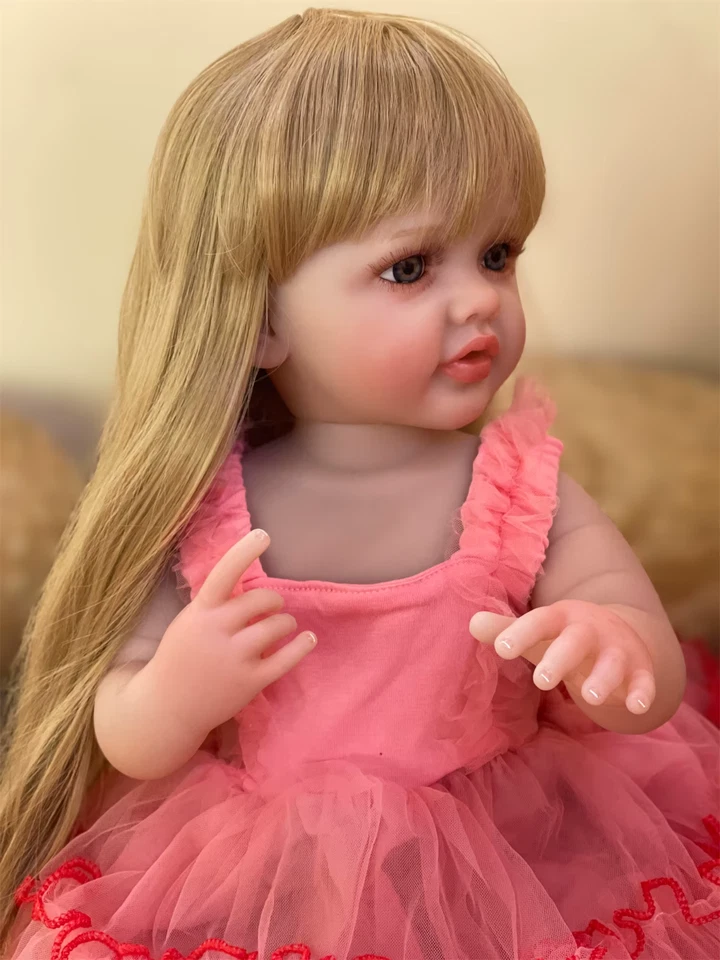 Bambola Bionda Reborn 55CM Silicone Morbido - Realistica Full Body in Silicone - Immagine 4 di 4