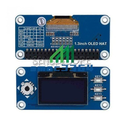 1.3'' OLED 128x64 Hat Expansion Board for Raspberry Pi 2B/3B/Zero/Zero W SPI/ I2C