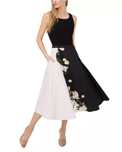 NWT Ted Baker Midi Circle Skirt Mixed Print Floral Polka Dot Womens Size 10