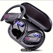 YYK-Q63 True Wireless Ear-hook Bluetooth Earbuds Black with LED Display