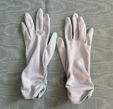 Vintage 1960-70s Blue Purple Gloves 7.5 Nylon Vintage Short Ruched Womens Gloves