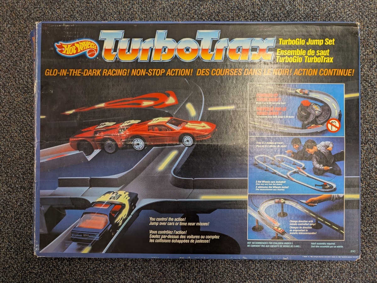 Hot Wheels- TURBOTRAX TURBOGLO JUMP SET, Vintage, 1986, Mattel