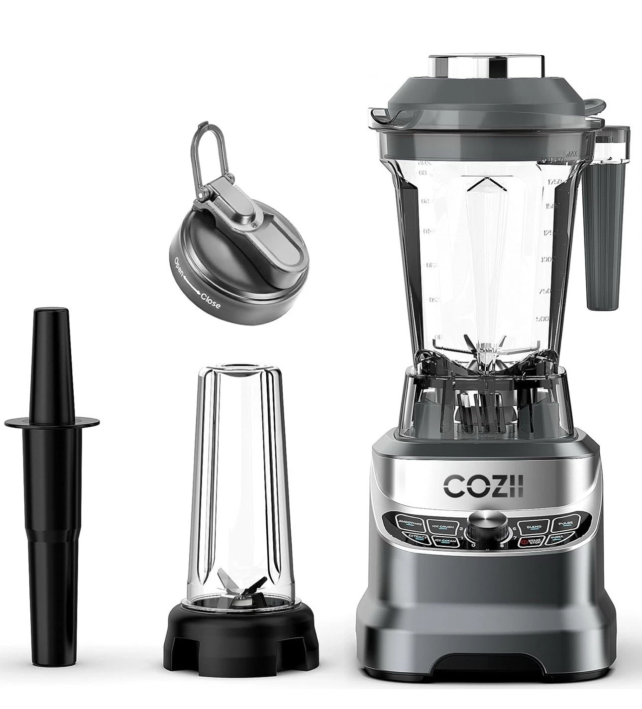 Cozii Countertop Blender Pro 2000 Peak Watt 64 Oz Pitcher & 21 Oz Cup