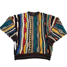 Vintage Mens Tosani Sweater 90s Coogi 3D Colorful Pullover Cotton Size Small