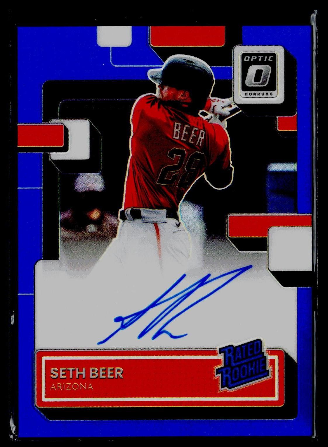 2022 Donruss Optic Blue Prizm #61/75 Auto Seth Beer AU RC #RRS-SB Arizona