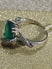 New silver ring, green agate, 925
