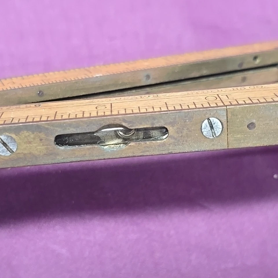 Antiguo nivel de regla de combinación plegable de boj y latón The CHAPIN STEPHENS #036 Foto 4 de 4