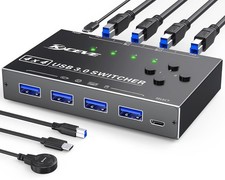 USB 3.0 Switch Selector 4 In 4 Out Sharing Switcher 4 Computers 4 USB Devices