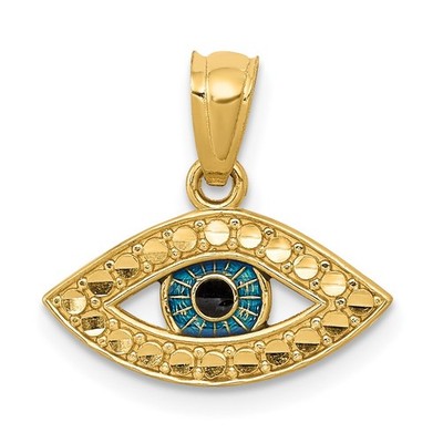 Echter 14K Gelbgold emaillierter Augen Anhänger; Damen & Herren