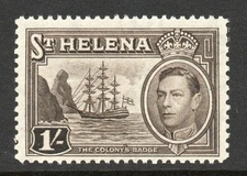 St Helena 1938-44 1/- Sepia SG 137 Mnh.