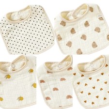 Baby bibs,6 Layer U- Shaped Muslin Bibs For Babies aged 6 - 24 Months .set of 5