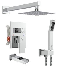 SR SUN RISE 8 Inches Wall Mounted Bathtub Shower Faucet Set Polished Chrome