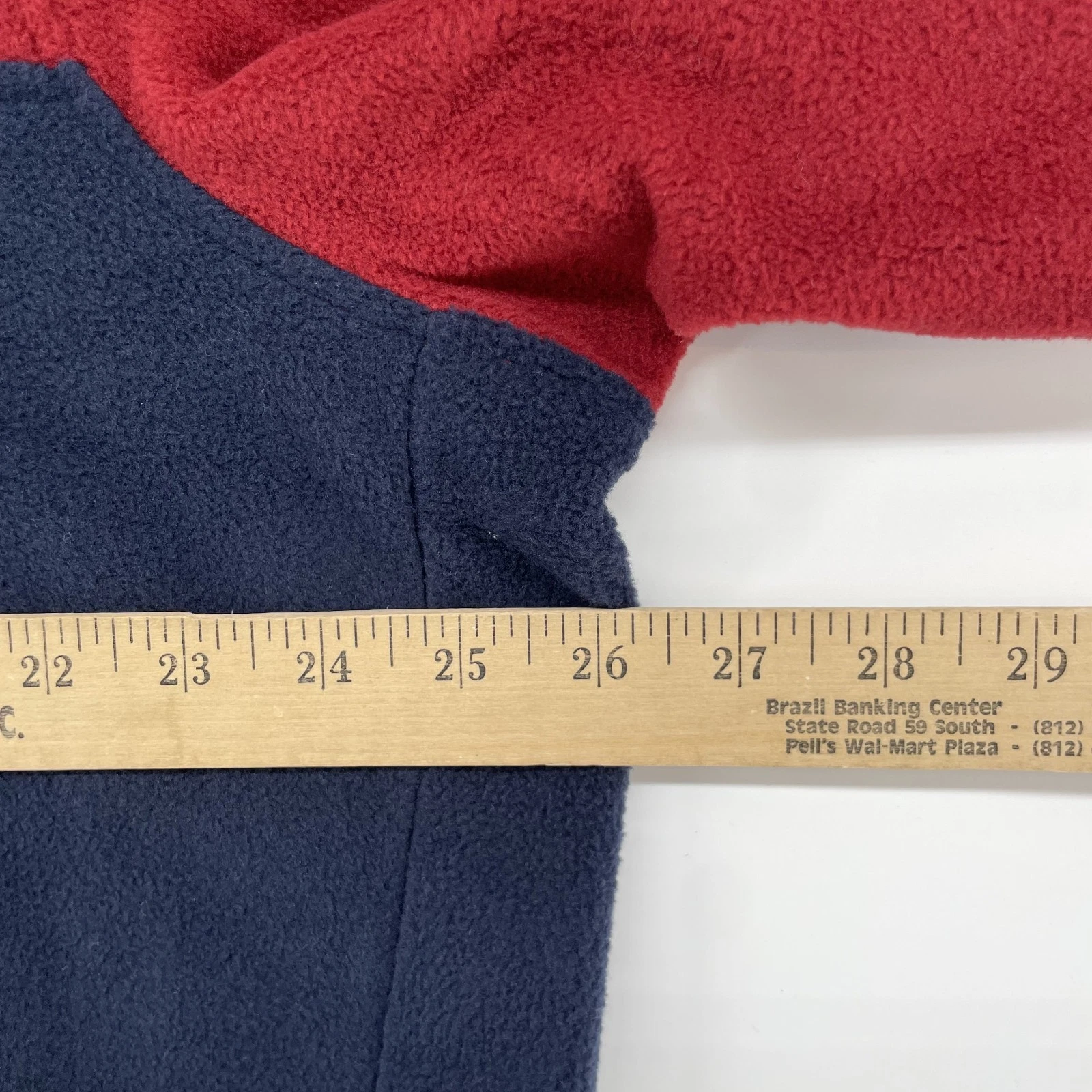 Lands End Mens 1/4 Snap XL Red Blue Color Block Fleece Pullover Jacket NWT - product detail image 8