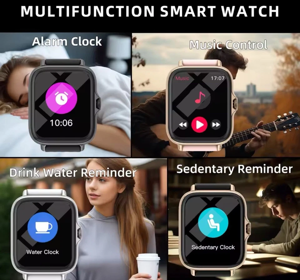 Smart Watch All-in-One Sleep Monitoring Pedometer Touch Fitness iPhone Android - Image 4 of 4