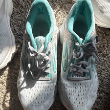 Brooks Women s White/Teal/Orange Mesh Lace-Up Low Top Running Sneakers Glycerin