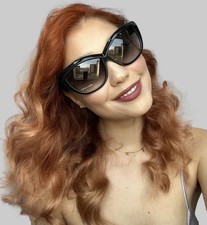 New Vintage ALAIN MIKLI AL3131 Oversized Women's Cat Eye Black Women Sunglasses
