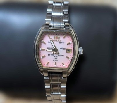 ORIENT Three Star Square Watch Pink Stainless Steel Analog with Date Day