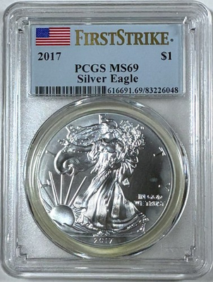 #ad 2017 American Silver Eagle FIRST STRIKE 1 oz .999 PCGS MS69 $94.00