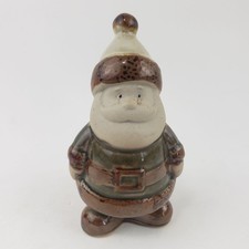 Hand-Painted Ceramic Santa Claus Figurine Christmas Rustic Folk Art Decor