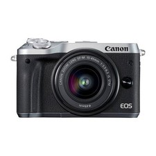 Canon EOS M6 Mirrorless Camera Kit 15-45mm IS STM Silver, Used 1 Year Warranty