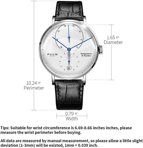 FEICE Bauhaus Uhr Herren Automatik Mechanische Uhren Analog Leder... - Bild 4 von 7