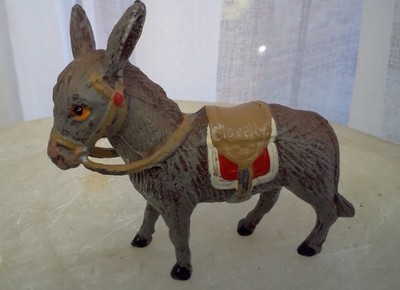 8 cm lange kaltbemalte Bronzefigur Clovelly Esel 99 Gramm schwer