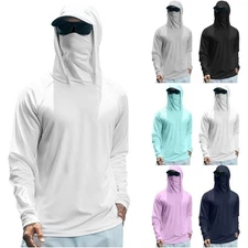 Sun Protection Shirts for Men No Mask UPF 50+ Fishing Blouses Long Sleeve UV