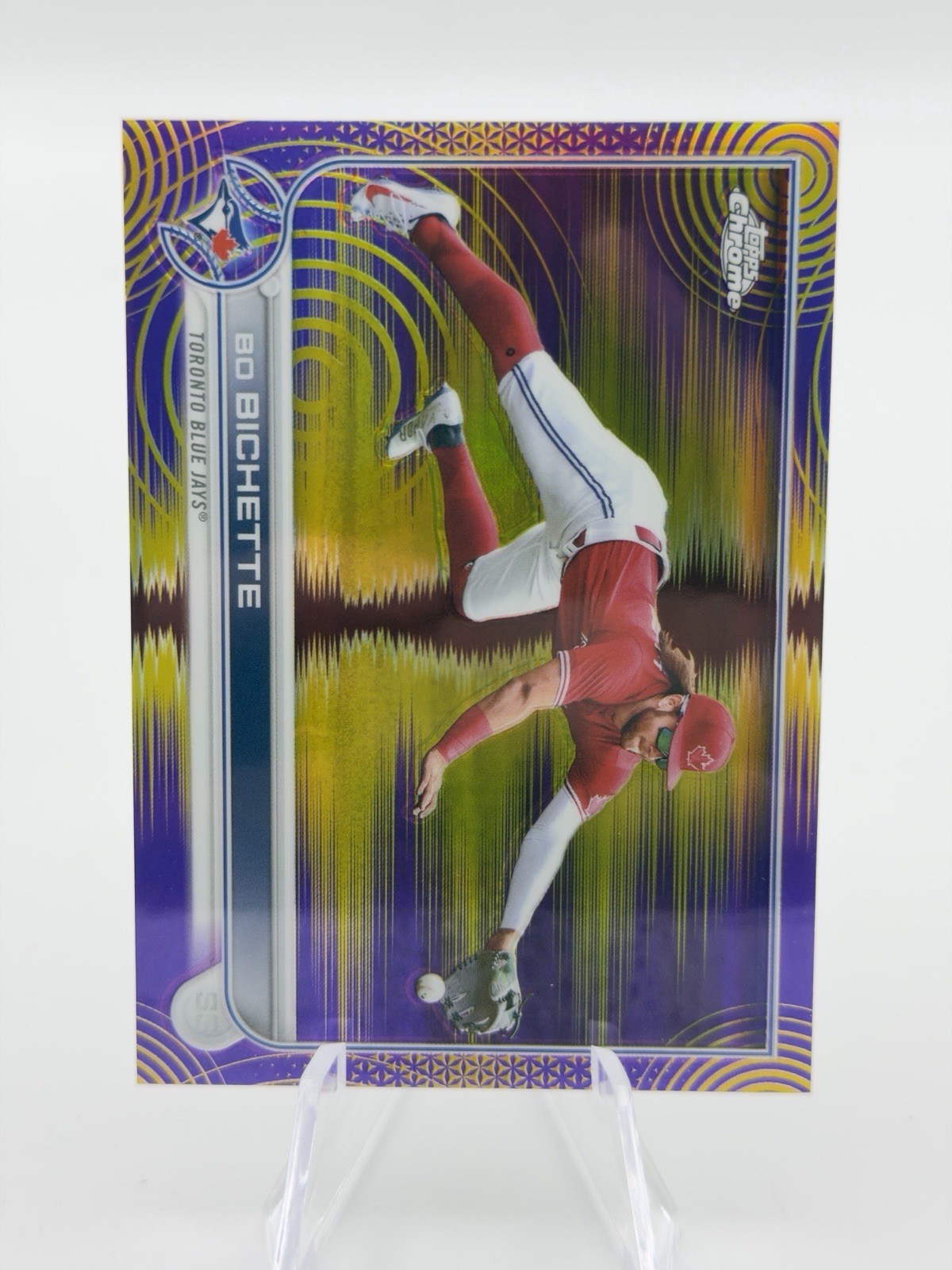 2022 Topps Chrome Sonic - Bo Bichette #38 Purple & Yellow Sonic Pulse Refractor