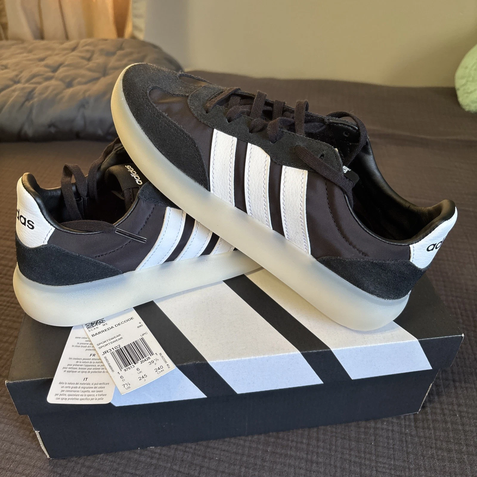 Size 7.5 - Adidas Barreda Decode Black White W