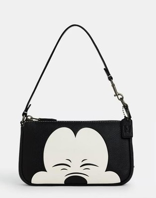 Disney x Coach Mickey Mouse Nolita 19 Black Pebbled Leather Pouch Tasche #3233