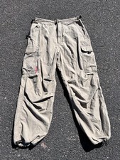 Vtg Abercrombie Fitch Paratrooper Small Cargo Pants Y2K Baggy Adj. T-2083 Lined