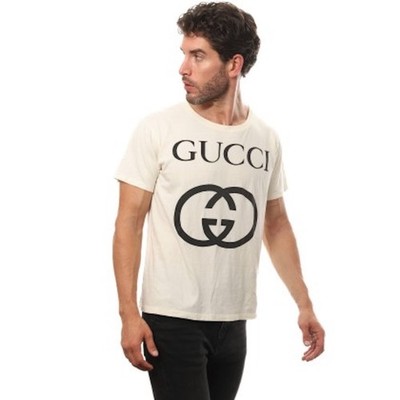 Mens Gucci Interlocking GG Big Logo Printed Tee T Shirt Cotton