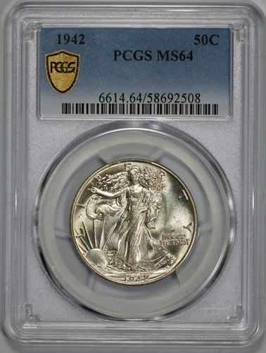 1942 Walking Liberty 50c Silver Half Dollar PCGS MS 64