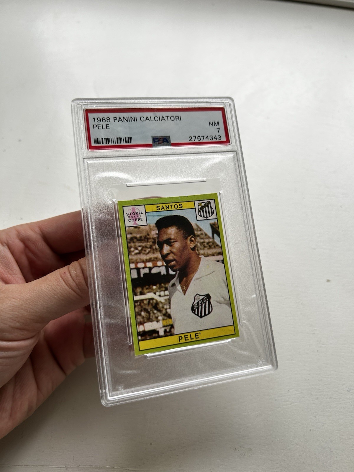 1967 1968 Panini Calciatori PELE PSA 7 NM Set of 2 World Cup BEAUTIFUL LOW POP view 7