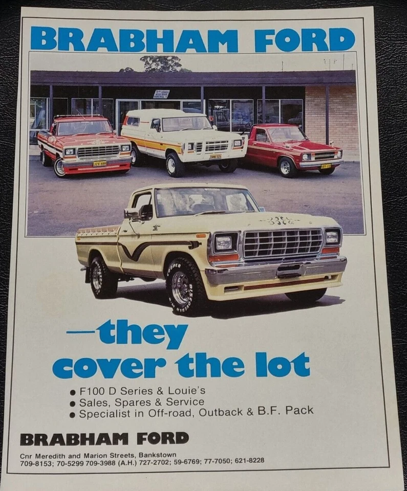 VINTAGE 1980s BRABHAM FORD F100 SINGLE PAGE ADVERT - image 1 of 1