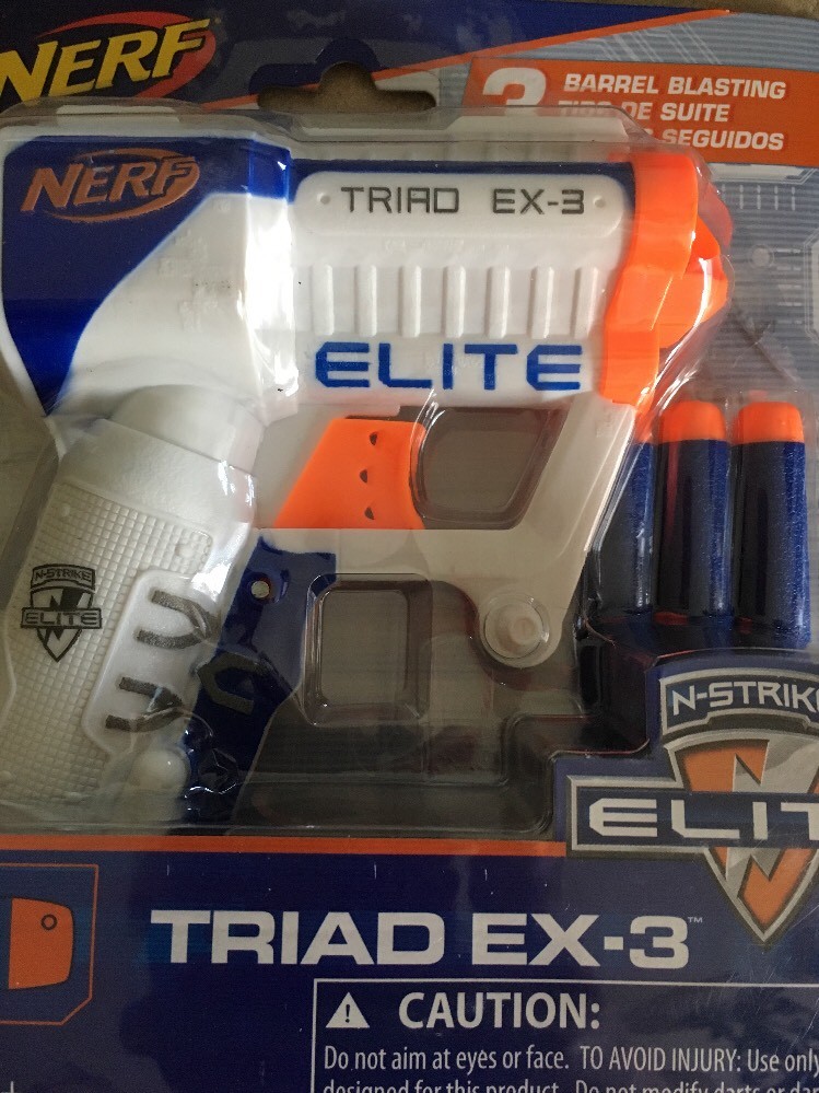 NERF N-Strike Elite Triad EX-3 Blaster - White Children and Toddler Fun Gift Kid