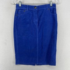 J.CREW Skirt 26 Corduroy Straight Pencil Vented Back Stretch Cotton Blue