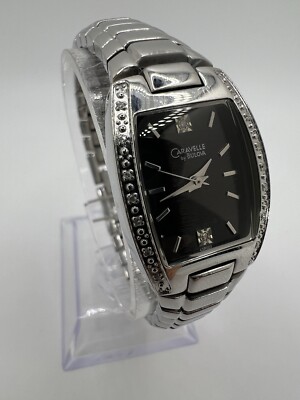 Beautiful Women's Caravelle Bulova Stainless Steel Black Face