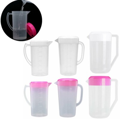 Plastic Measuring Water Pitcher Jug Large Capacity Beverage Drink Pitcher Lids