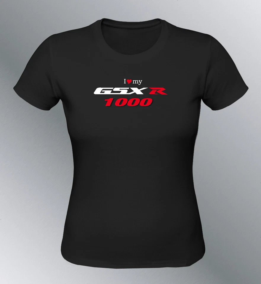 Tee shirt personnalise 1000 GSX-R S M L XL femme noir col rond GSXR moto - Photo 1/1