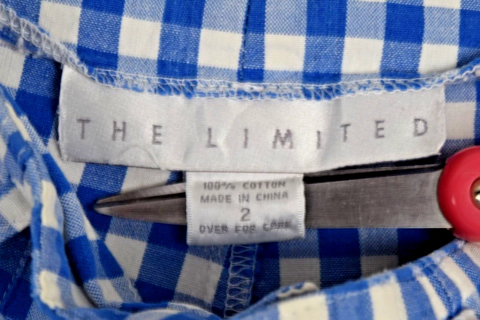 Vintage Shorts The Limited Size 2 90s Blue White Gingham High Waist Made USA - Image 3 of 4