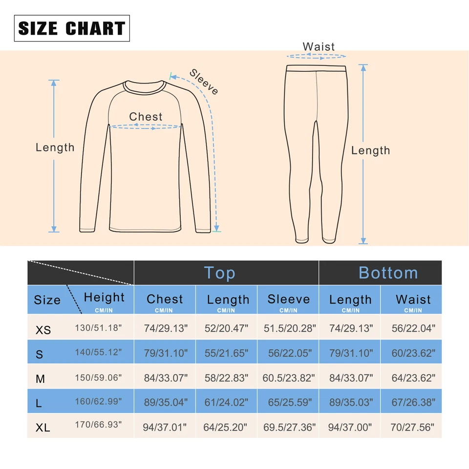 Kids Thermal Underwear Set Soft Fleece Lined Long Johns Warm Baselayer For Ski - Image 2 of 4