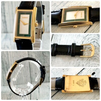 GUCCI 2600L Rectangular Green Watch Rare Used Check description | eBay