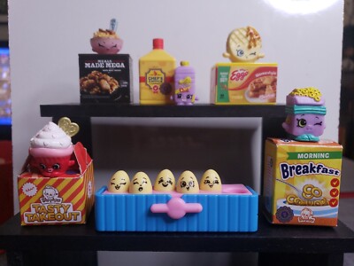 Shopkins Lot of 6 Mixed Mini Brand Shoppers: Eggo, Banquet, Tasty, Chefs Choice.