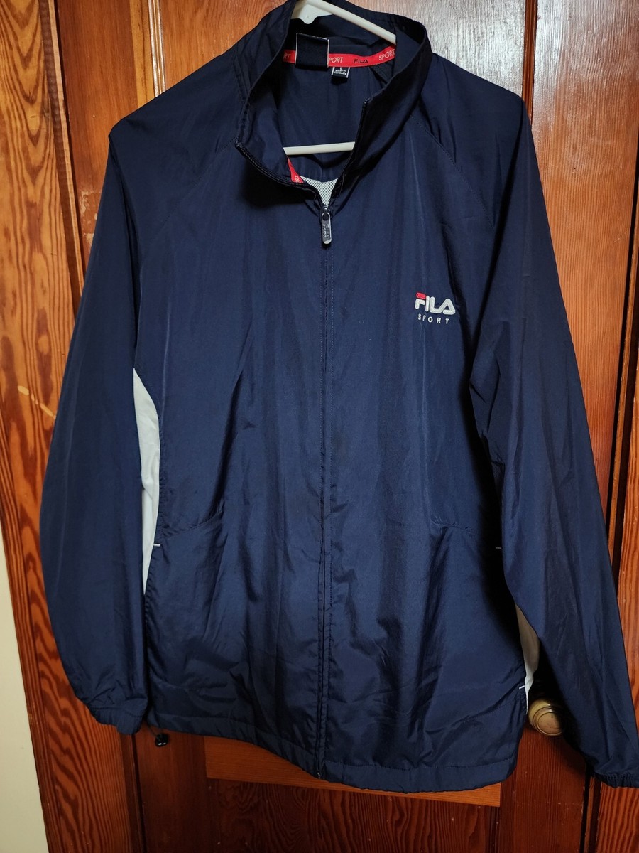 RARE Vintage FILA Sports Mens Jacket Large Navy Full Zip