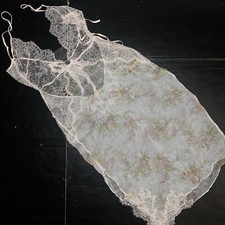 Victoria's Secret DESIGNER COLLECTION S,M GOWN slip CREAM BEIGE FLORAL lace SILK