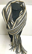Women Cejon Scarf 92% Acrylic & 8% Metallic 80" X 8 1/2" NWT with Fringe 